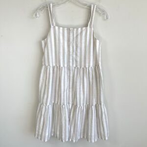 Gap Kids Girls Linen Blend Tiered Tank Dress XL (12) Natural White Summer